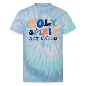 Holy Spirit Activated Unisex Tie Dye T-Shirt - blue lagoon