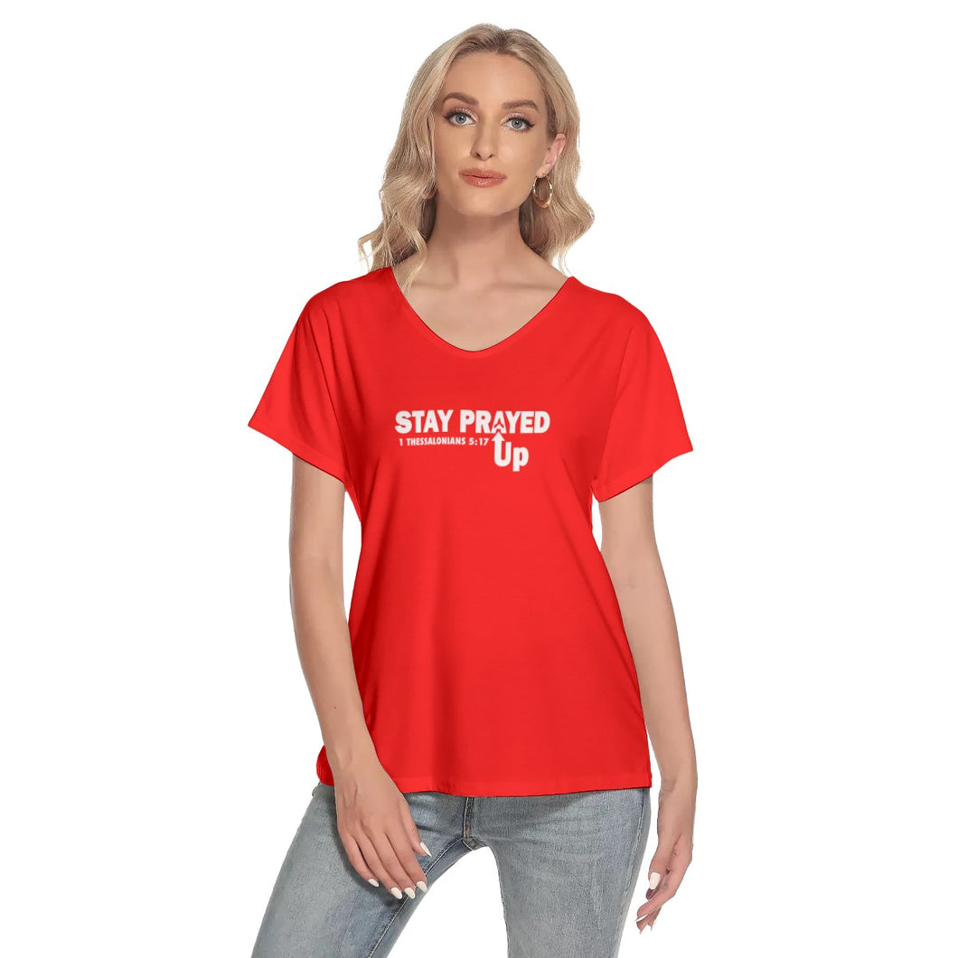 Stay Prayed Up Women's Deep V-neck Short Sleeve T-shirt