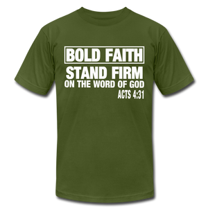 Bold Faith Unisex Jersey T-Shirt by Bella + Canvas - olive