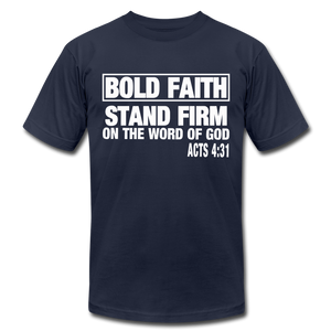 Bold Faith Unisex Jersey T-Shirt by Bella + Canvas - navy