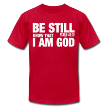 Load image into Gallery viewer, Be Still and Know I am God Unisex Jersey T-Shirt by Bella + Canvas - red
