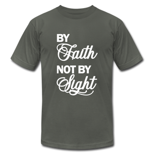 By Faith Unisex Jersey T-Shirt by Bella + Canvas - asphalt