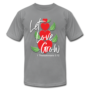Let Love Grow Unisex Jersey T-Shirt by Bella + Canvas - slate