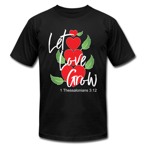 Let Love Grow Unisex Jersey T-Shirt by Bella + Canvas - black