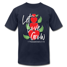 Load image into Gallery viewer, Let Love Grow Unisex Jersey T-Shirt by Bella + Canvas - navy
