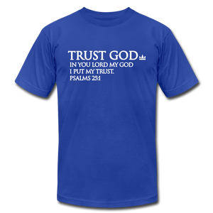 Trust God Unisex Jersey T-Shirt by Bella + Canvas - royal blue